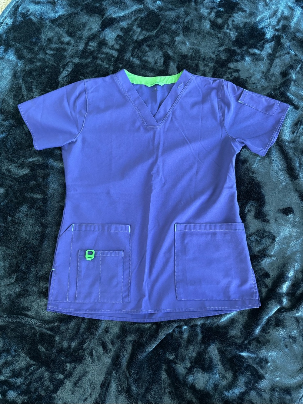 Carhartt Purple Scrub Top and Bottom with Green Accent